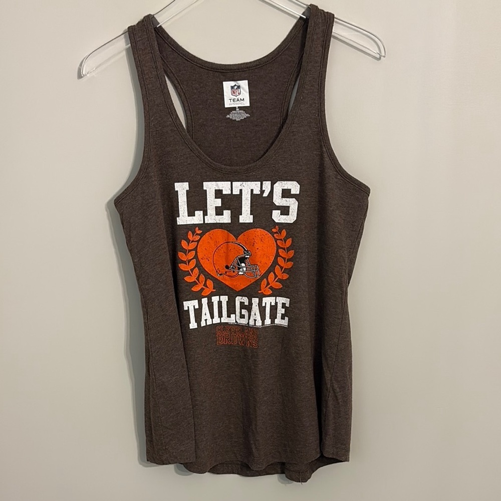 Brown Let's Tailgate Tank Top Size Large